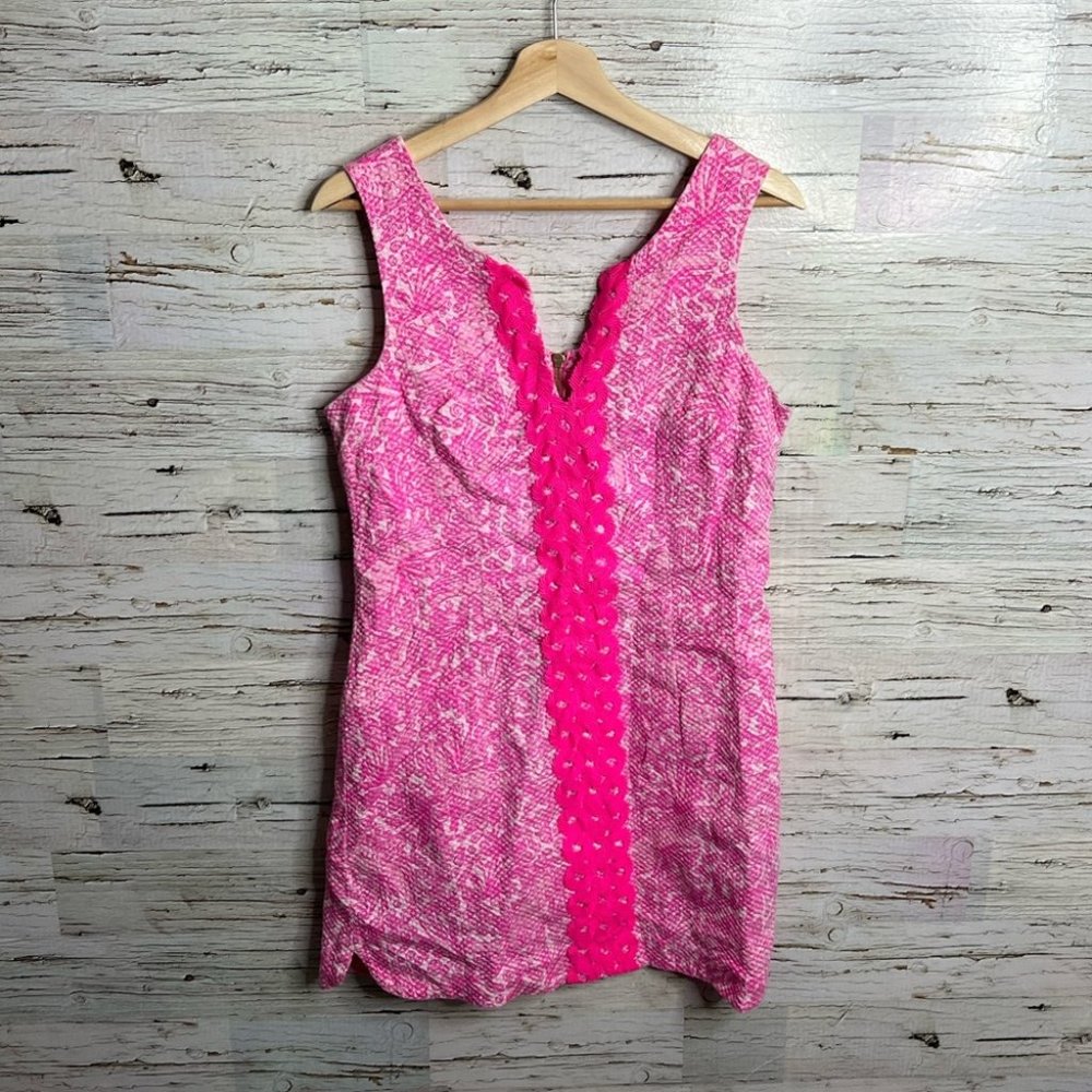 Lilly Pulitzer for Target See Ya Later Dress Pink Embroidered Women's Size 12